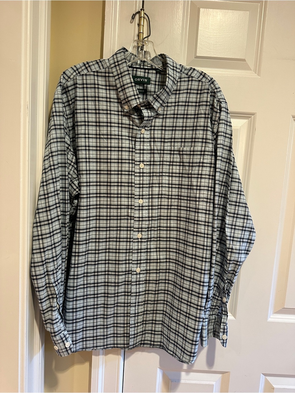 Orvis Men’s XL Classic Fit Blue Plaid Long Sleeve Button Down Shirt
